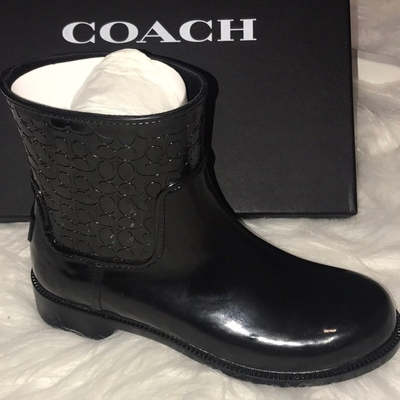 Coach Shoes - Coach Signature Rain Boots Black New In Box 10